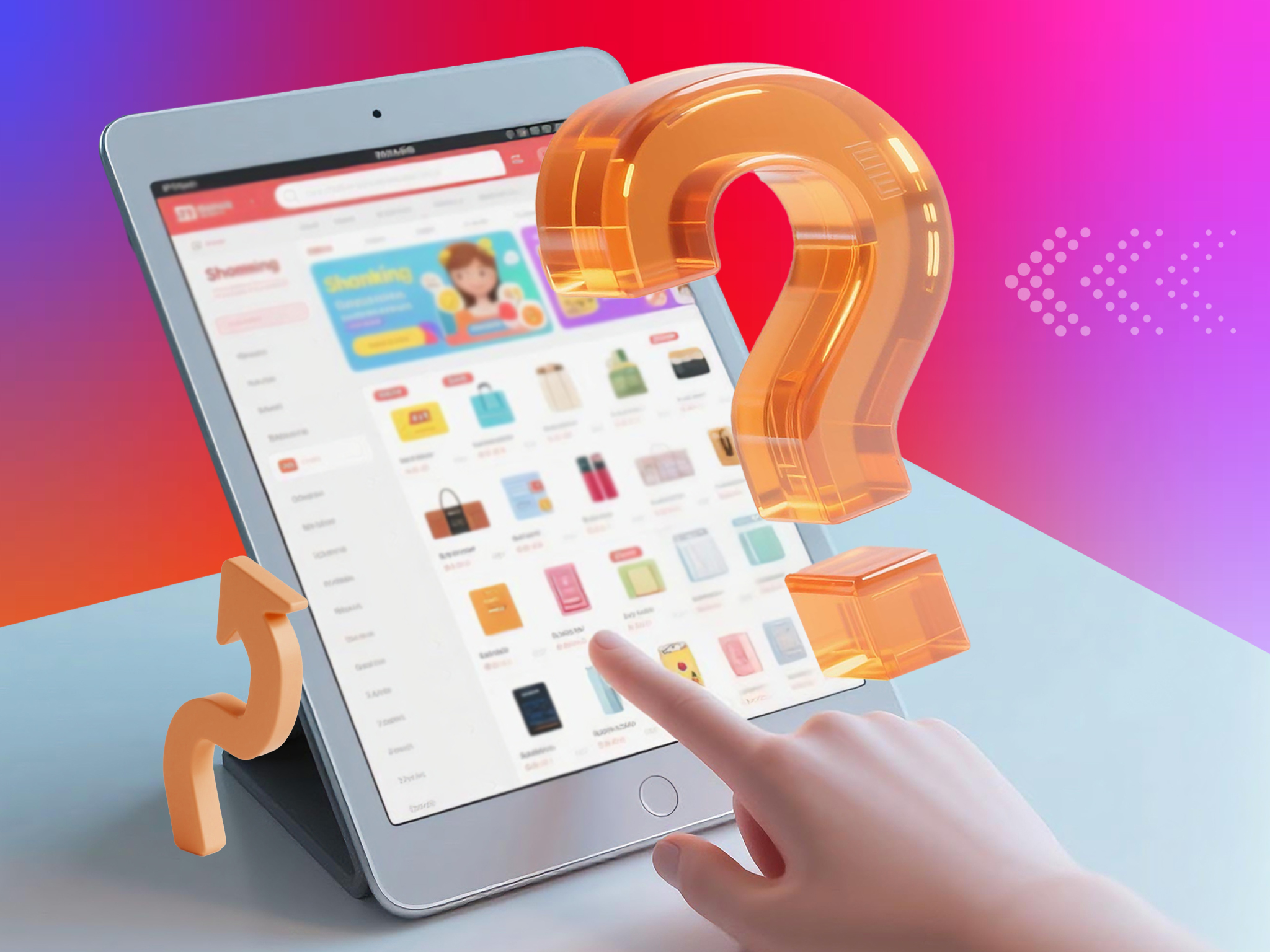 A person pointing out her finger towards a tablet